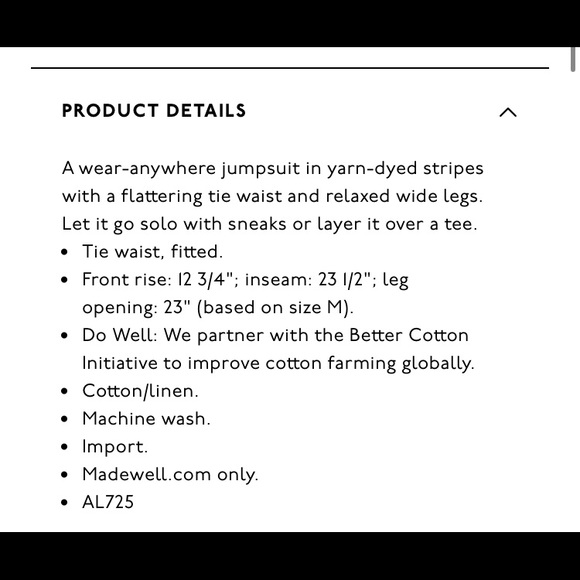 Madewell Cream Stripe Pull On Jumpsuit - Picture 4 of 12